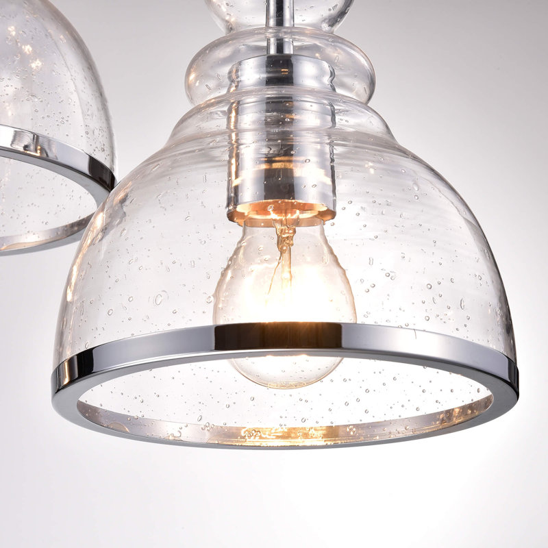 Odeza 3 - Light Chrome Kitchen Island Dome Clear Bubble Glass Cluster Pendant