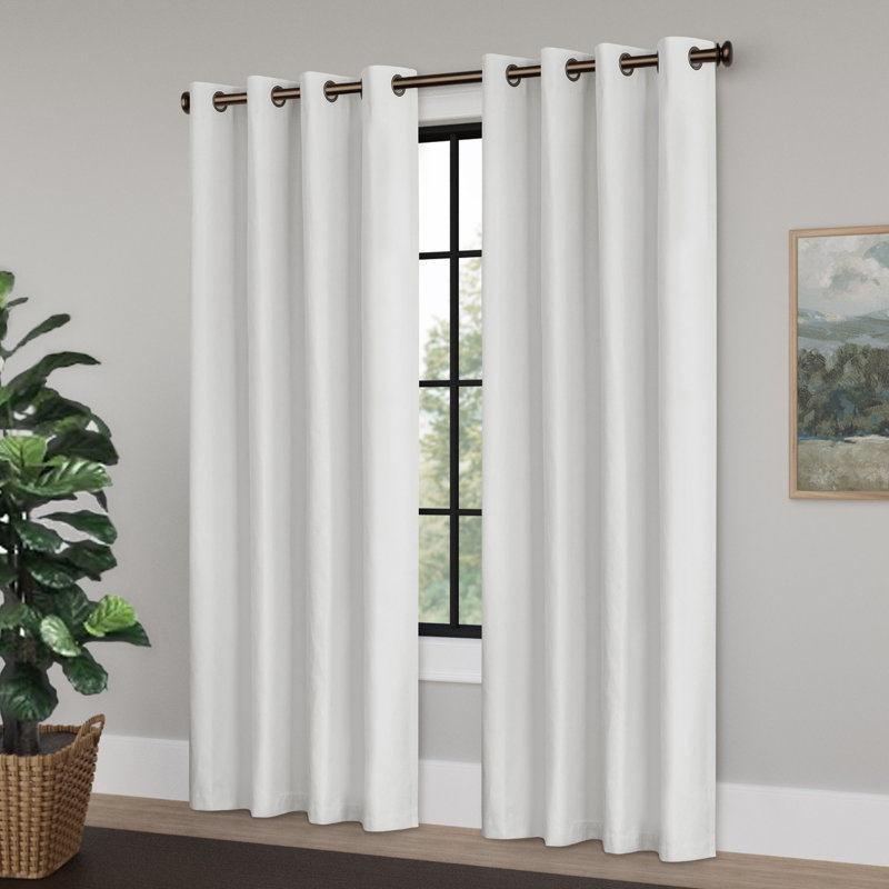 Paire de rideaux occultant avec œillets 100% lin (2 panneaux), 52" W x 84" L, White