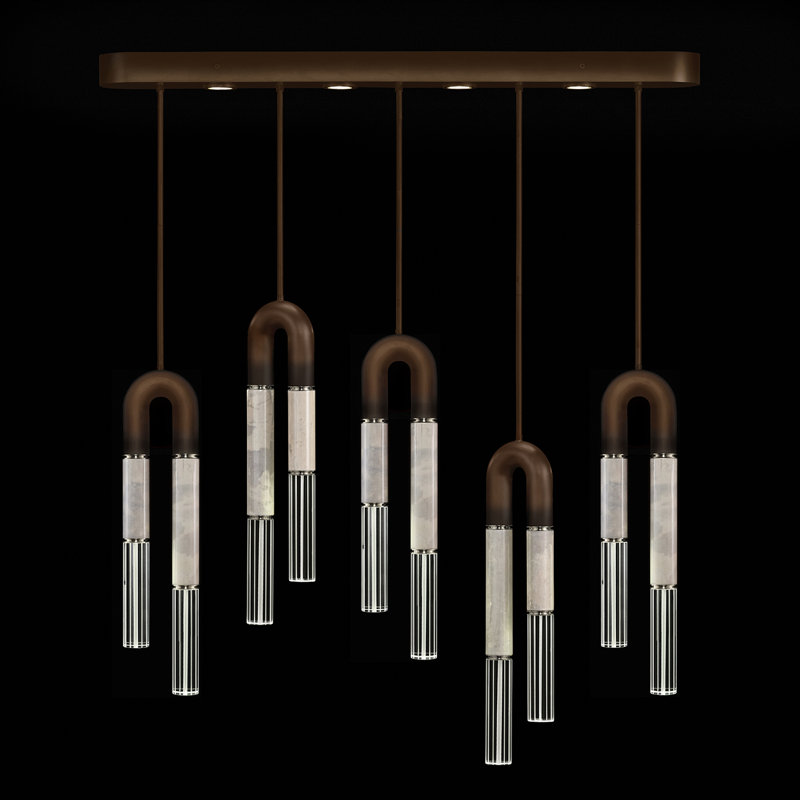 Luminaire suspendu linéaire 51,5 po Antonia, Bronze / nickel / fumée