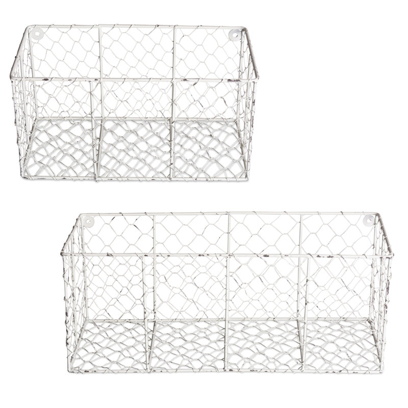 Rangement mural avec paniers muraux Deloatch Asst, Blanc antique