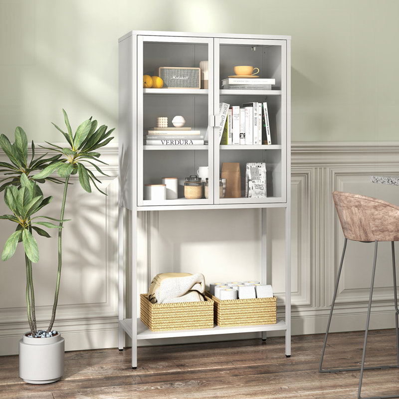 Armoire bibliothèque haute en acier robuste avec tablettes réglables, parfaite pour les solutions de rangement durables et organisées