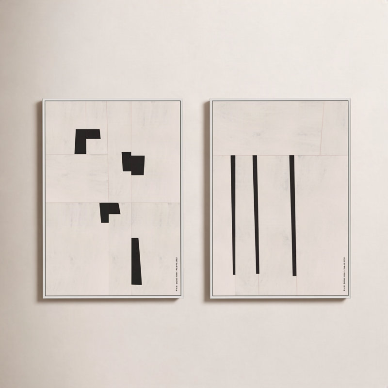 Scattered Set by Romina Gadler, White Canvas Framed, 38" H x 26.5" W