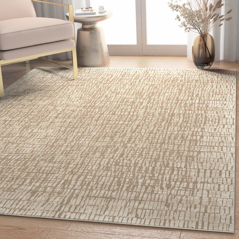 Tapis ivoire à tissage plat Nuzzo Nightscape, Rectangle 5 pi 3 po x 7 pi 3 po