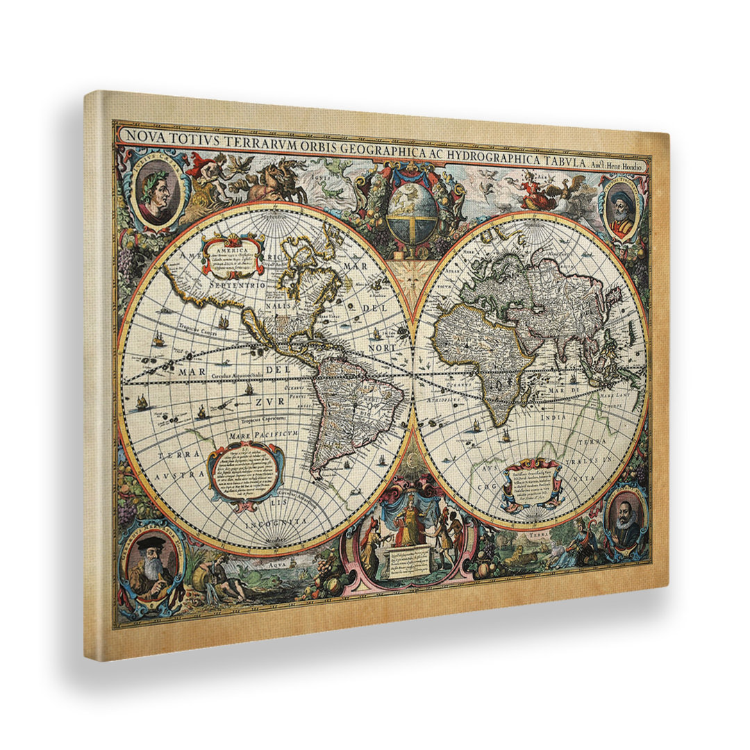 Wandbild World Map Nova Terrarum Orbis von Giallobus