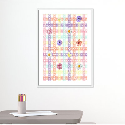 Impression sur papier à carreaux unique avec fleurs