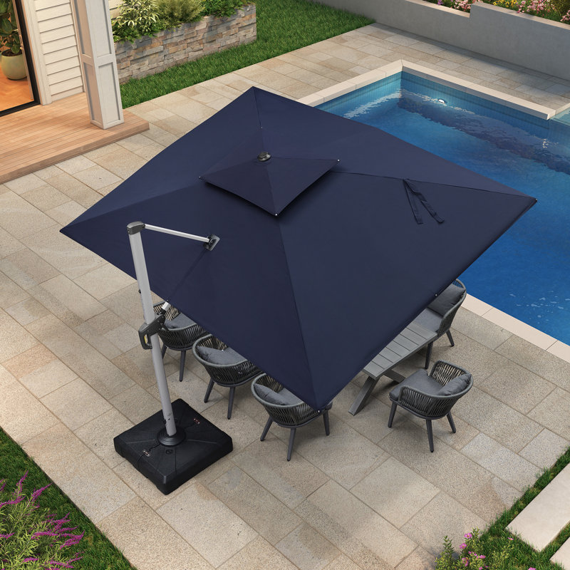 274cm X 365cm Rectangular Cantilever Parasol, Navy Blue