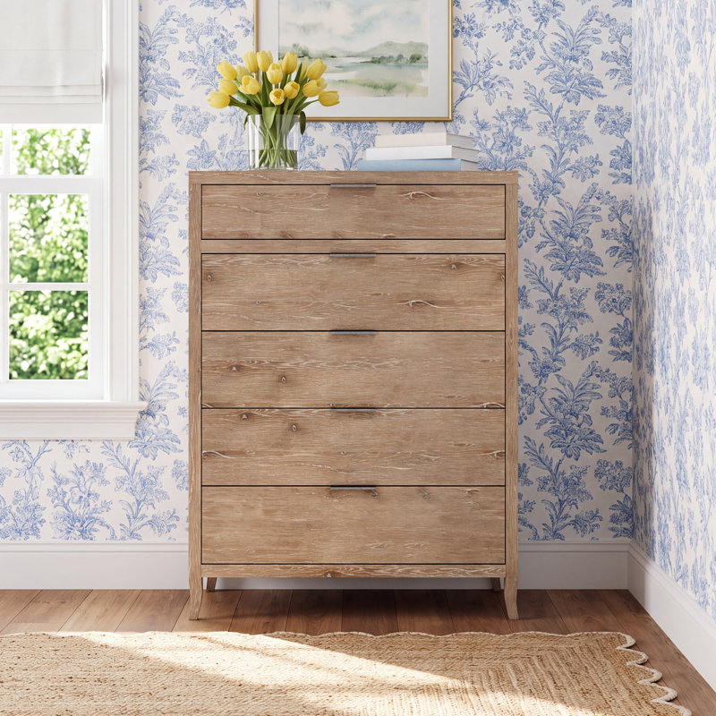 Bernhardt Tribeca Tall Drawer Chest, Aurum, Bar Pulls