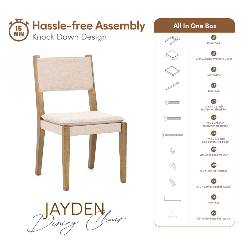 21" H Solid Wood Dining Chair, 2
