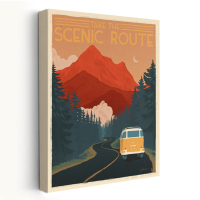 «Born To Roam III - Adventure Blue Brown Bus Art»
