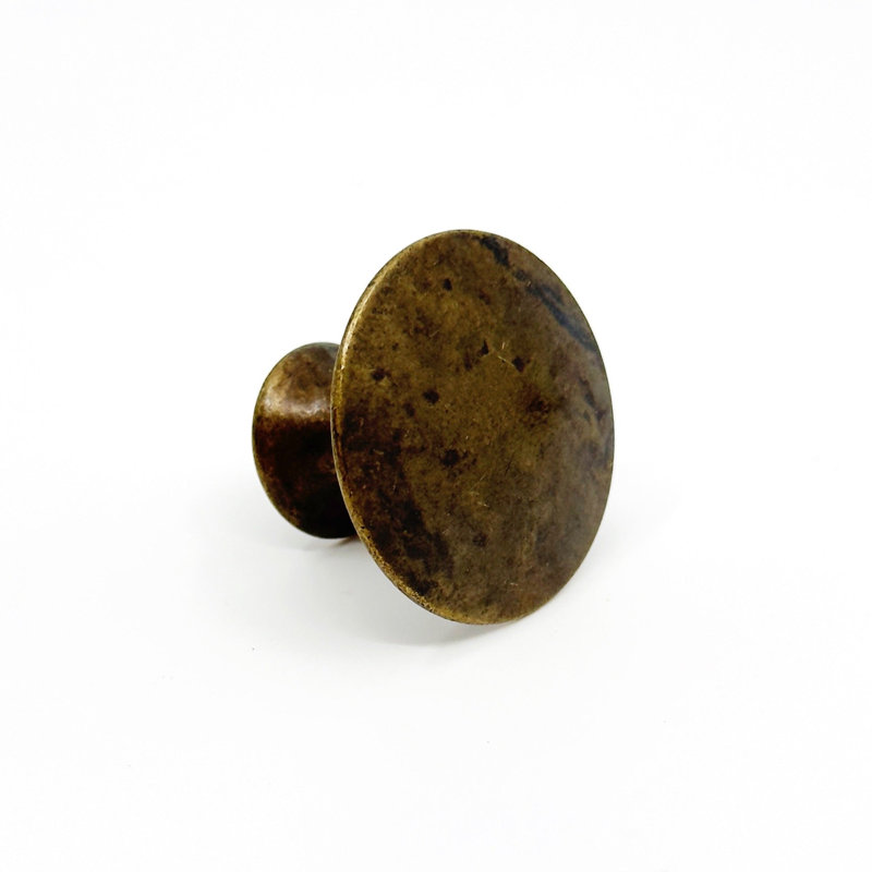 Worn Brass Round "Bari" Cabinet Knob
