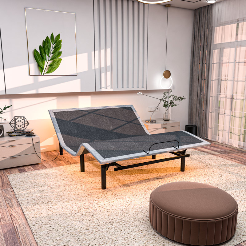 Renanim SerenityFlex Adjustable Bed Frame with Massage, USB, Underbed Light, App Control, Full