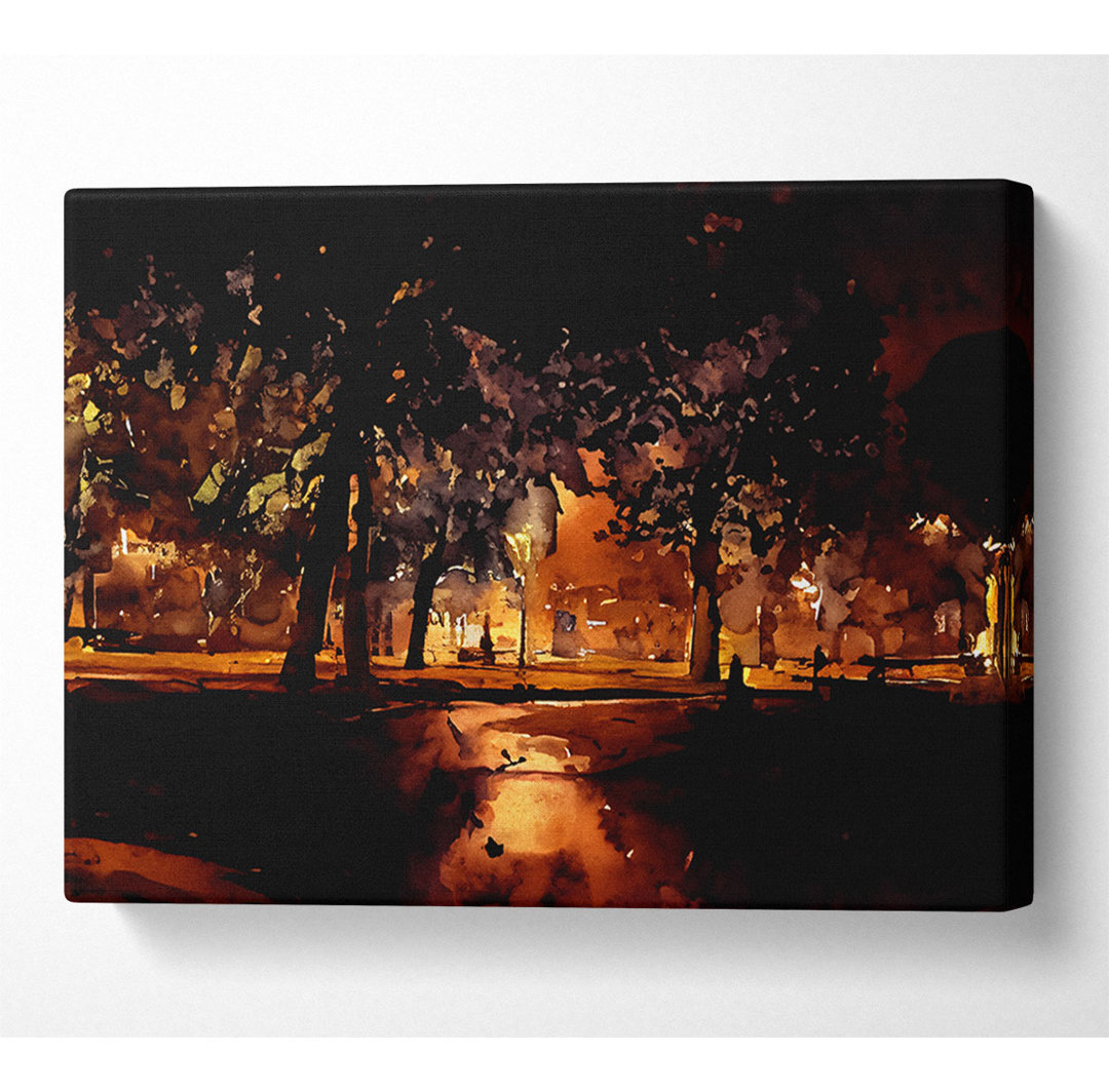 Park At Night City - Kunstdrucke auf Leinwand