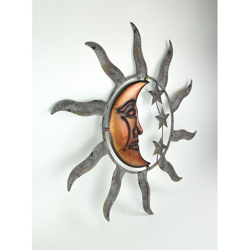 Décoration murale d'extérieur Celestial Sun Moon and Stars, H 28,5 po x l 27 po x P 0,75 po