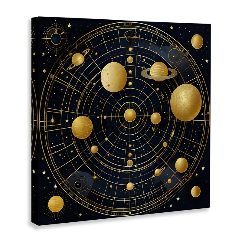 Planètes astrales dans une toile du système solaire, conception de Tabz Jones, H 24 po x l 24 po