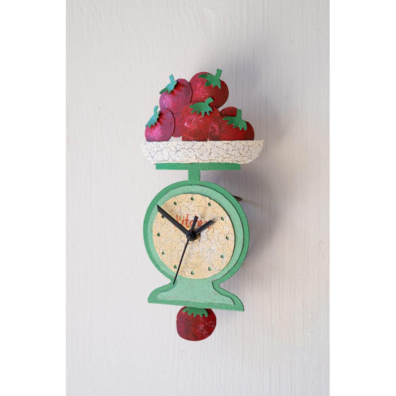 Horloge murale peinte à la main - Tomates à l'échelle