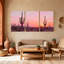 «Cactus Desert Sunset», ensemble de 3 reproductions d'art sur toile-1940318787