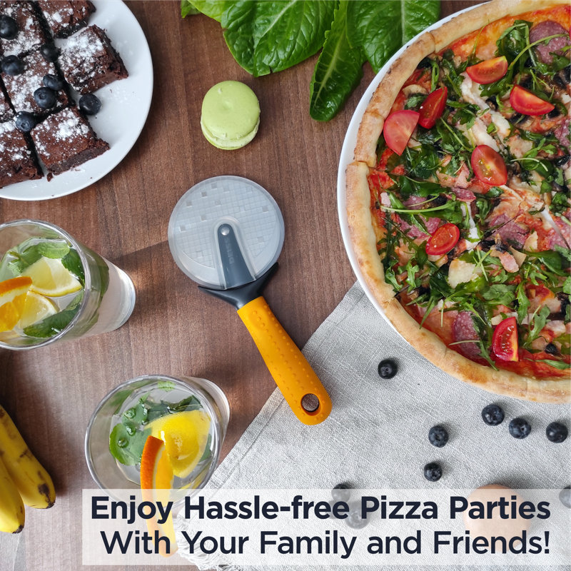 Deiss Pro Orange Stainless Steel Pizza Cutter with Rubber Handle