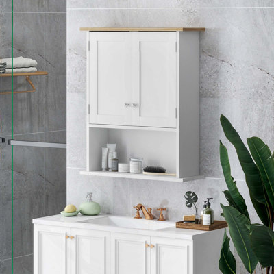 Armoire de salle de bain murale moderne, armoire de salle de bain moderne avec 2 portes, tablette réglable, au-dessus de la toilette