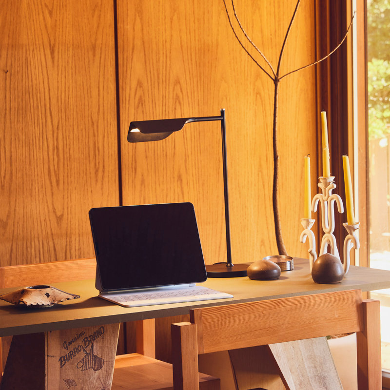 Leaf 16" Vintage LED Desk Lamp with Wireless Charging Pad, Adjustable Arm, and 3-Way Dimming