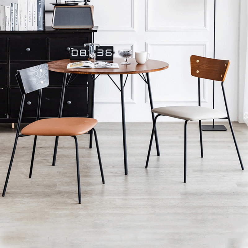 Walnut&Black Round Solid Wood Dining table, 29.53"H x 45.28"L x 45.28"W
