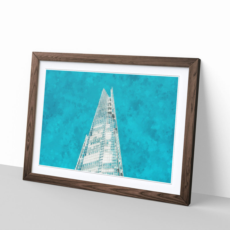 The Shard in London England - Picture Frame Painting Print, Walnut Framed, 24cm H x 33cm W x 2cm D