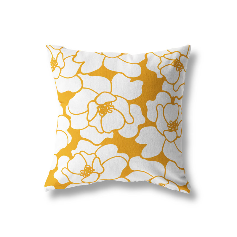 Housse de coussin d'extérieur et insert, Jaune, 19 po x 19 po, Carré