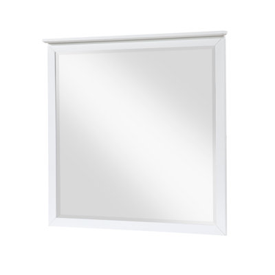 Sely Vanity Dresser Mirror, Glam White Finish Frame, 38 X 38
