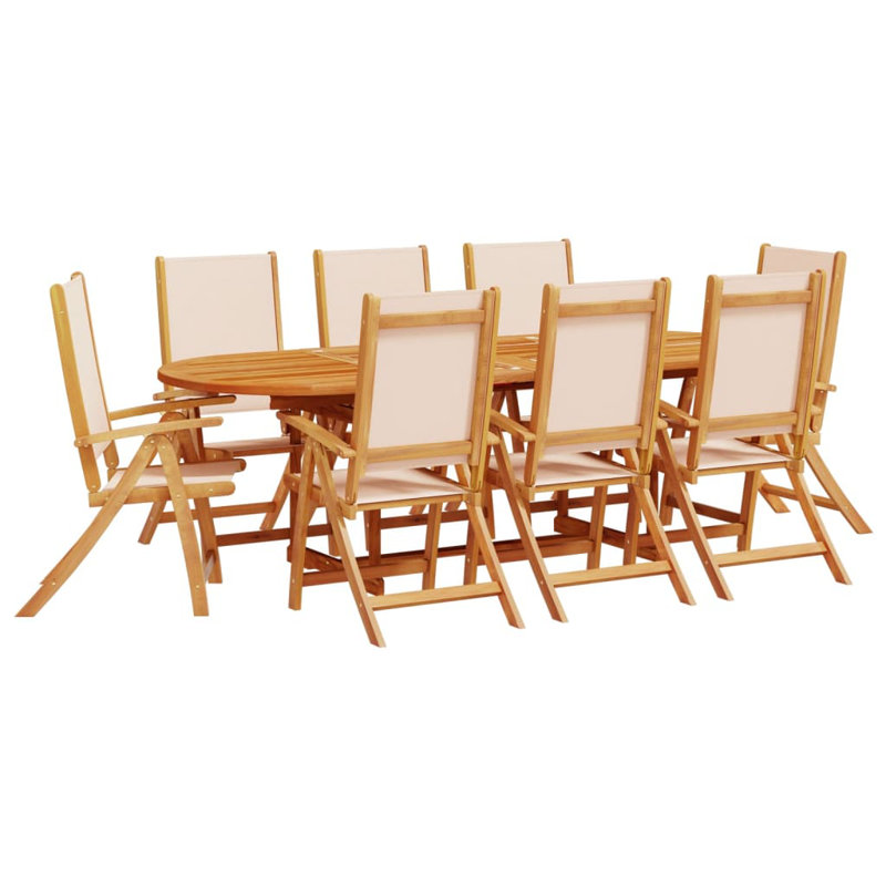 8 - Person Wood Patio Dining Set with Rectangular Table, Cream