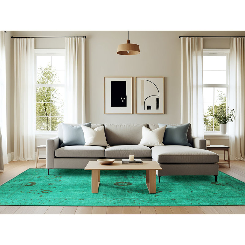 Tapis vert de style oriental, Rectangle 6 pi x 9 pi