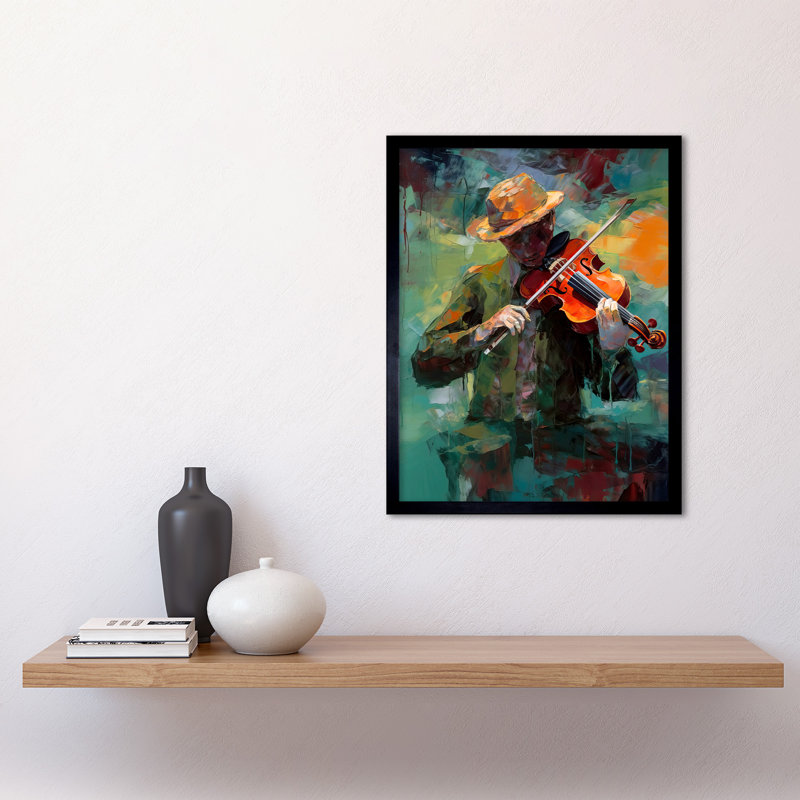 Kopstal Violinist With A Hat Playing Music On His Violin - Single Picture Frame Print