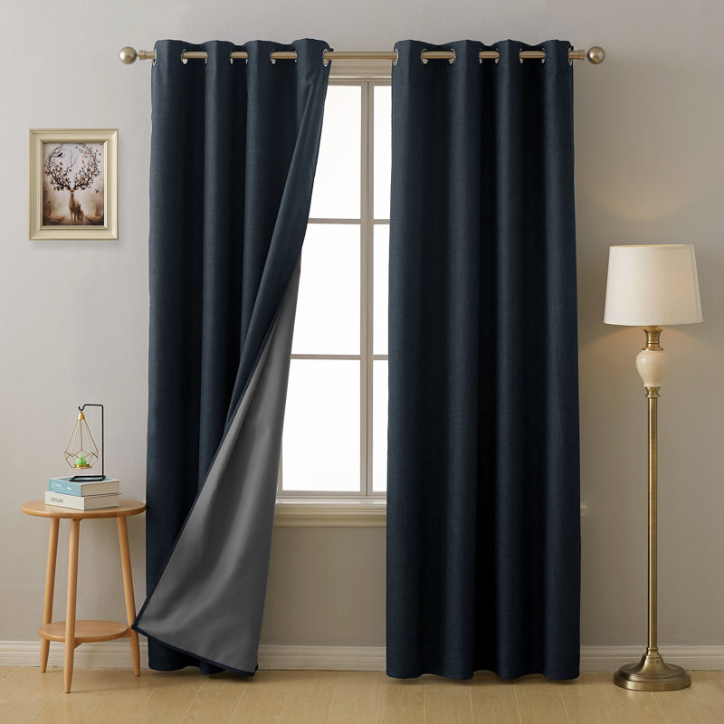 Penwortham Blackout Curtain Pair, 52" W x 63" L, Navy Blue
