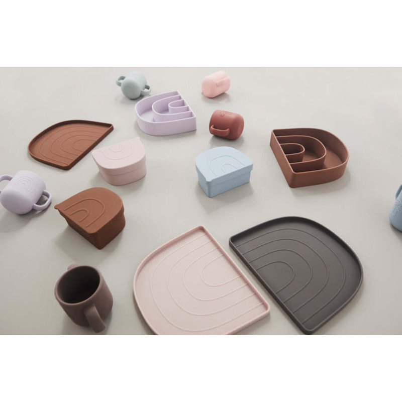 Rainbow Silicone Appetizer Plate, Rose/Fudge
