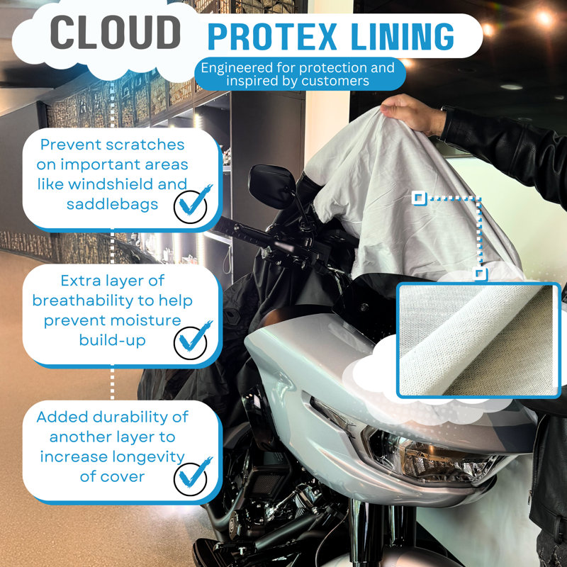 Housse pour moto robuste avec câble et verrou (XL) noir, H 49 po x l 37 po x P 94 po