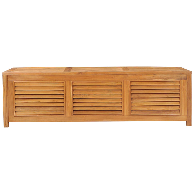 Chic Teak 76'' W Water Resistant Solid Wood Teak Deck Box in Honey Tone Teak