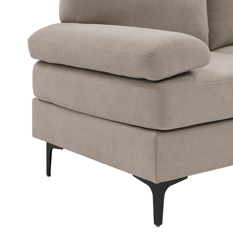 106” Upholstered U-Shape Sectional Sofa With Metal Legs,Modern 4 Seater Sofa Couch For Living Room,Bedroom, Khaki