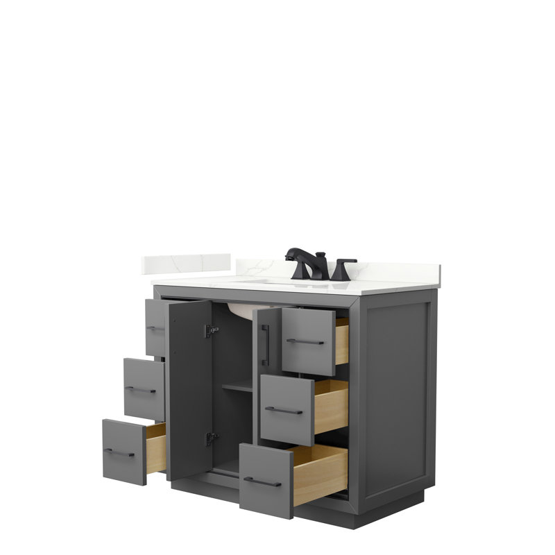 42'' W Single Vanity, Dark Gray, Giotto Quartz, Matte Black