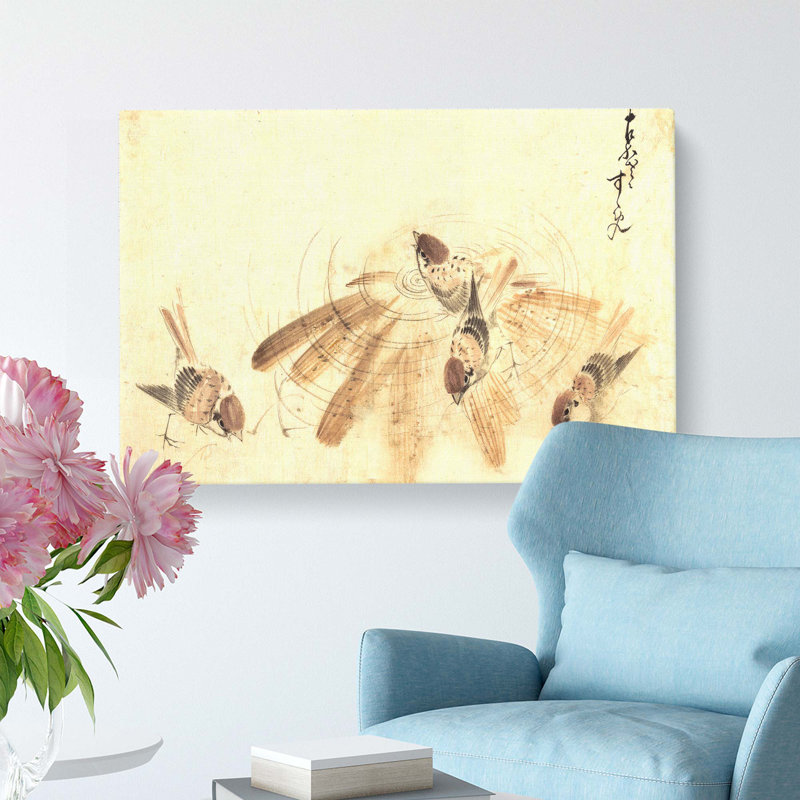 Sparrow Sketch by Katsushika Hokusai - Wrapped Canvas Drawing - Wrapped Canvas, 50cm H x 76cm W x 3cm D