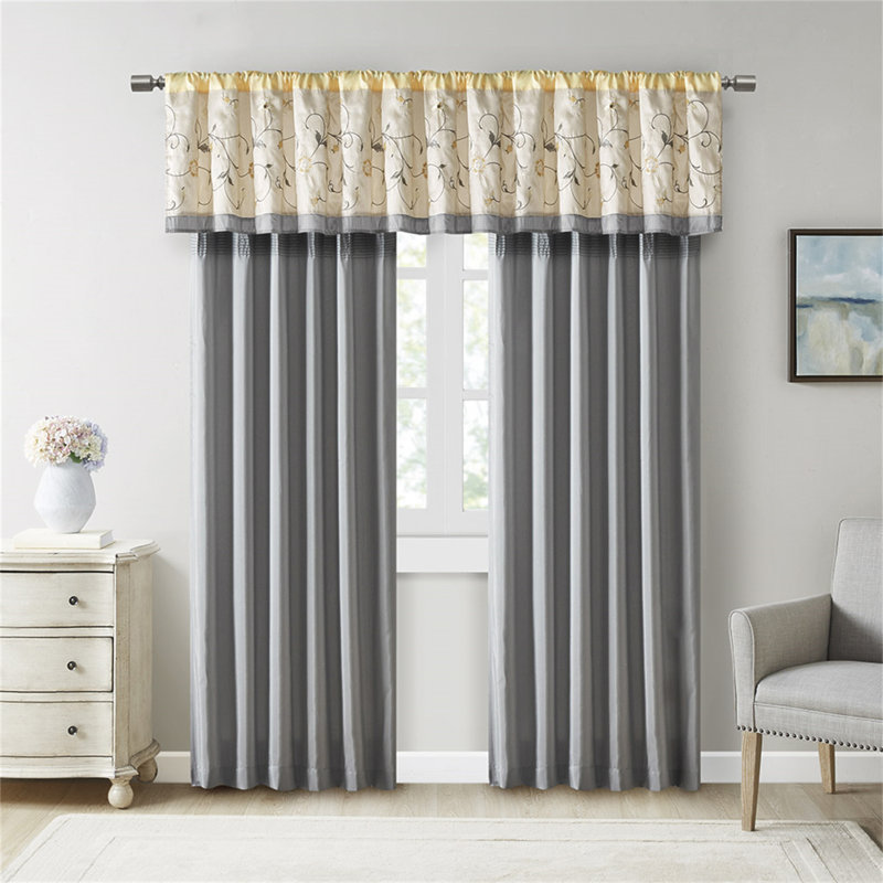Embroidered Window Valance 50X18", Beige