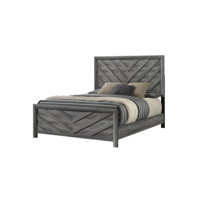 Modern Style Queen Bed Made With Wood In Gray