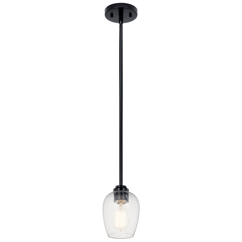Ramblewood 1 - Light Single Pendant, Black, Satin Etched