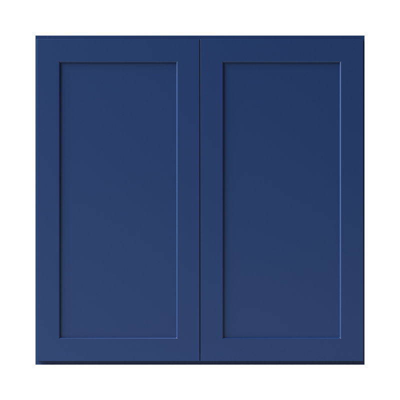 Armoire de cuisine en bois massif prête à assembler, H 42 po x l 42 po x P 12 po, Shaker bleu