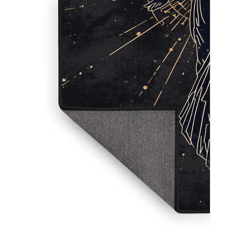 Tapis doux et moelleux à motif d'étoiles luxueuses et luxueuses - Reliure noire, 6 X 9