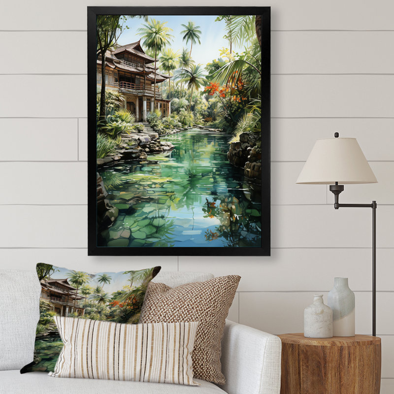 «Audrinna Bali Bliss Landscape V», reproduction sur toile, Cadre photo noir simple, H 20 po x l 12 po x P 1 po