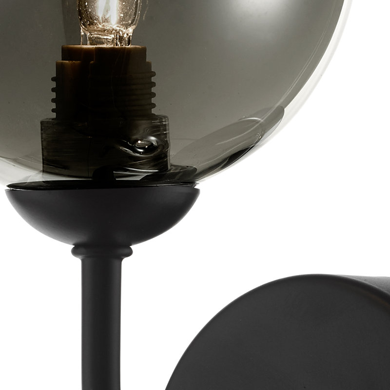 Wall Light, Smoke Glass, Matt Black