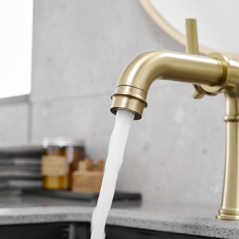 Robinet pour salle de bain à 2 poignées or à un trou avec bonde Tremont, Or brossé