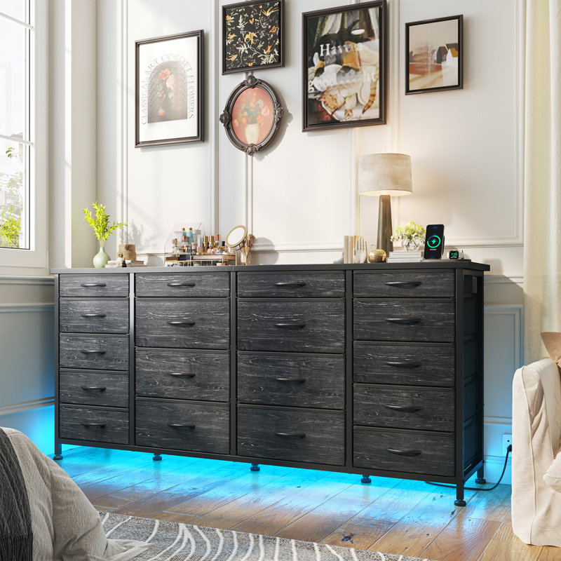 63 " W 18 - Drawer Dresser, Black
