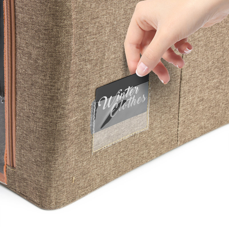 Small Storage Box Foldable with Window & Handles 4 Pack, Brown