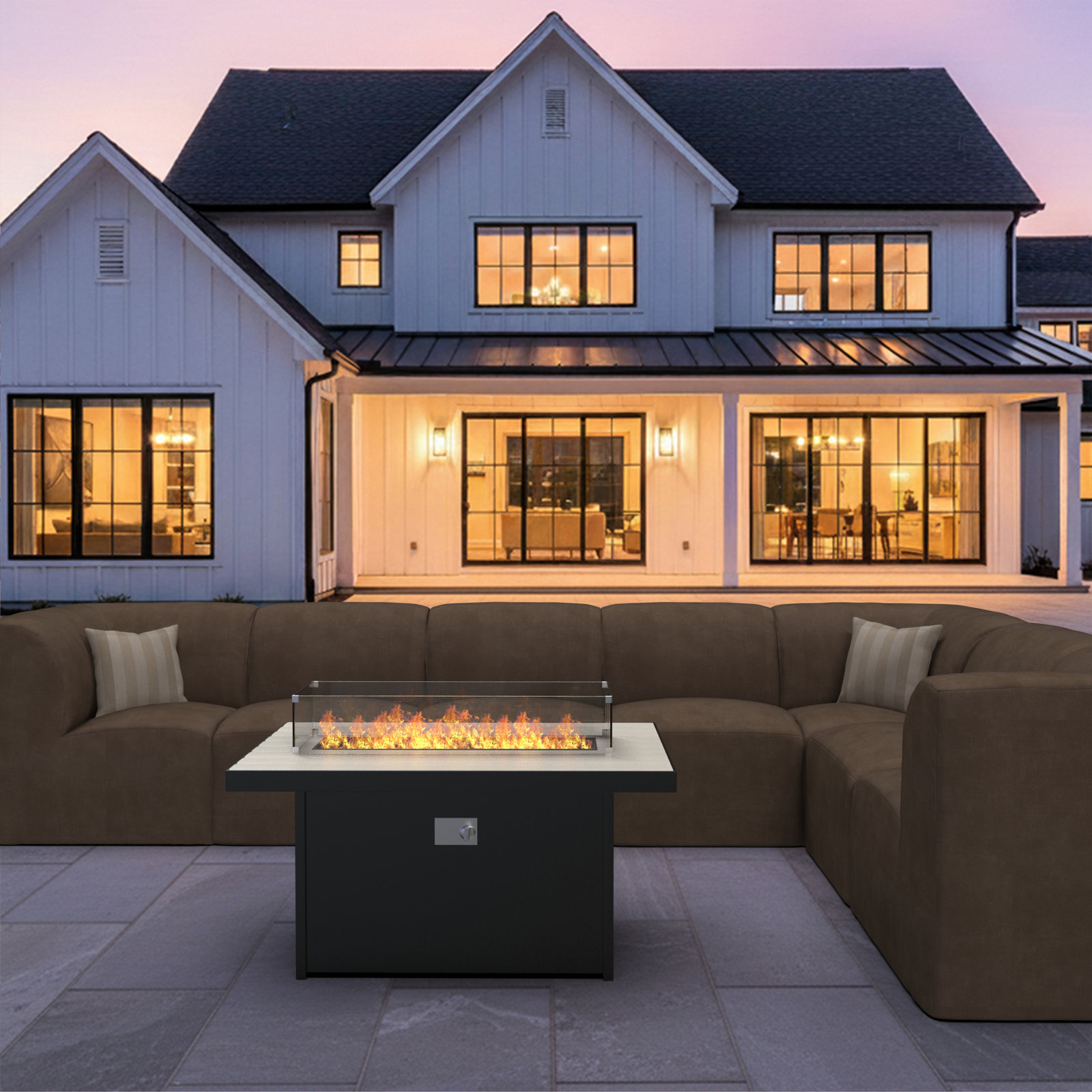 Rectangle Fire Pit Table, Seashell