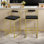 Set Of 2 Modern Bar Stools With Velvet Cushions And Metal Legs