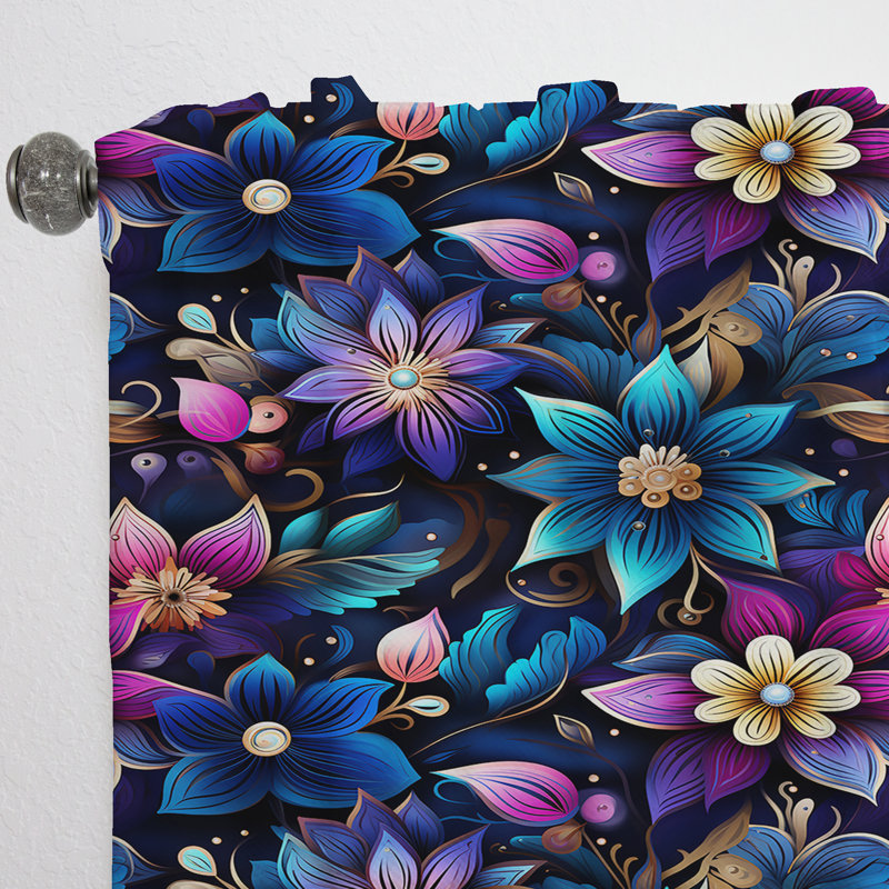 Motif marocain Boho motif II - rideau floral - rideau obscurcissant floral - 1 panneaux, L 52 po x L 108 po
